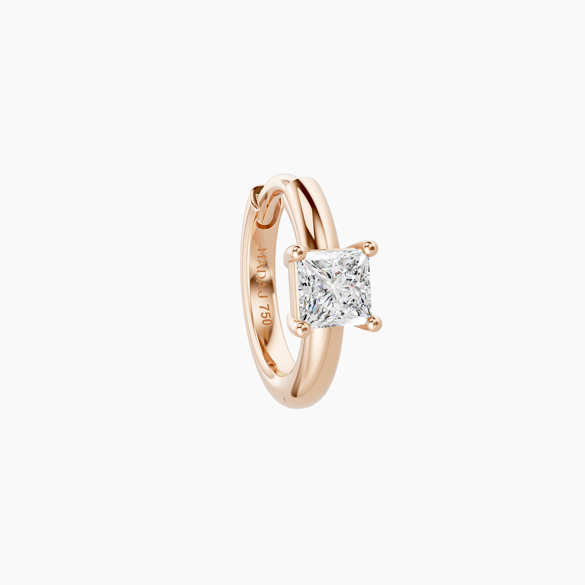 Dea | 18k Rose Gold 6.5 mm Princess Diamond Hoop Piercing