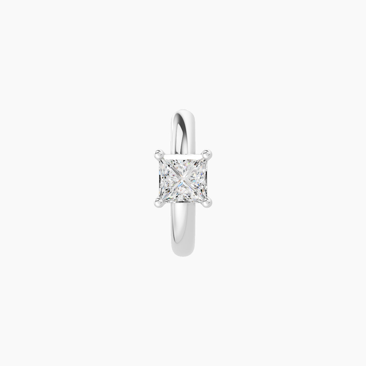 Dea | 18k White Gold 6.5 mm Princess Diamond Hoop Piercing
