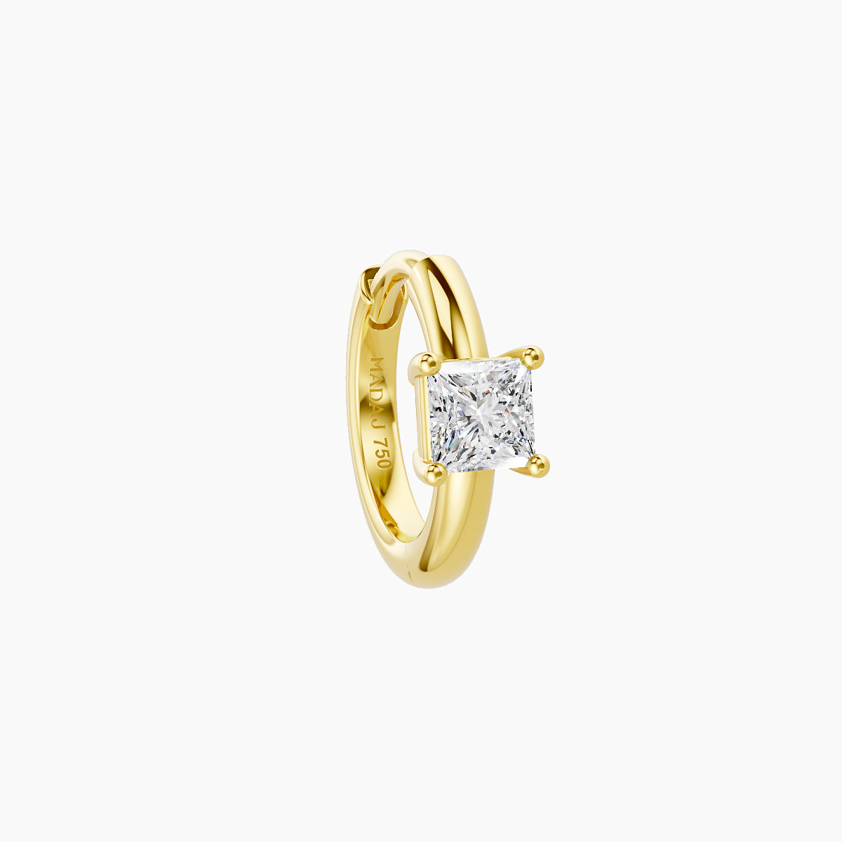 Dea | 18k Yellow Gold 6.5 mm Princess Diamond Nose Ring Piercing