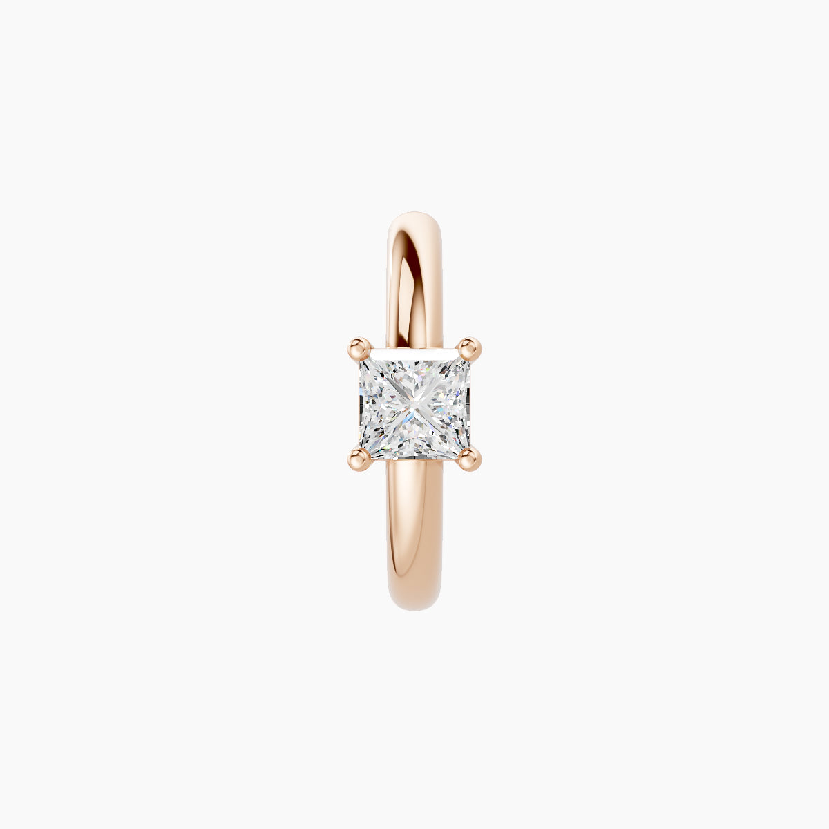 Dea | 18k Rose Gold 8 mm Princess Diamond Hoop Piercing