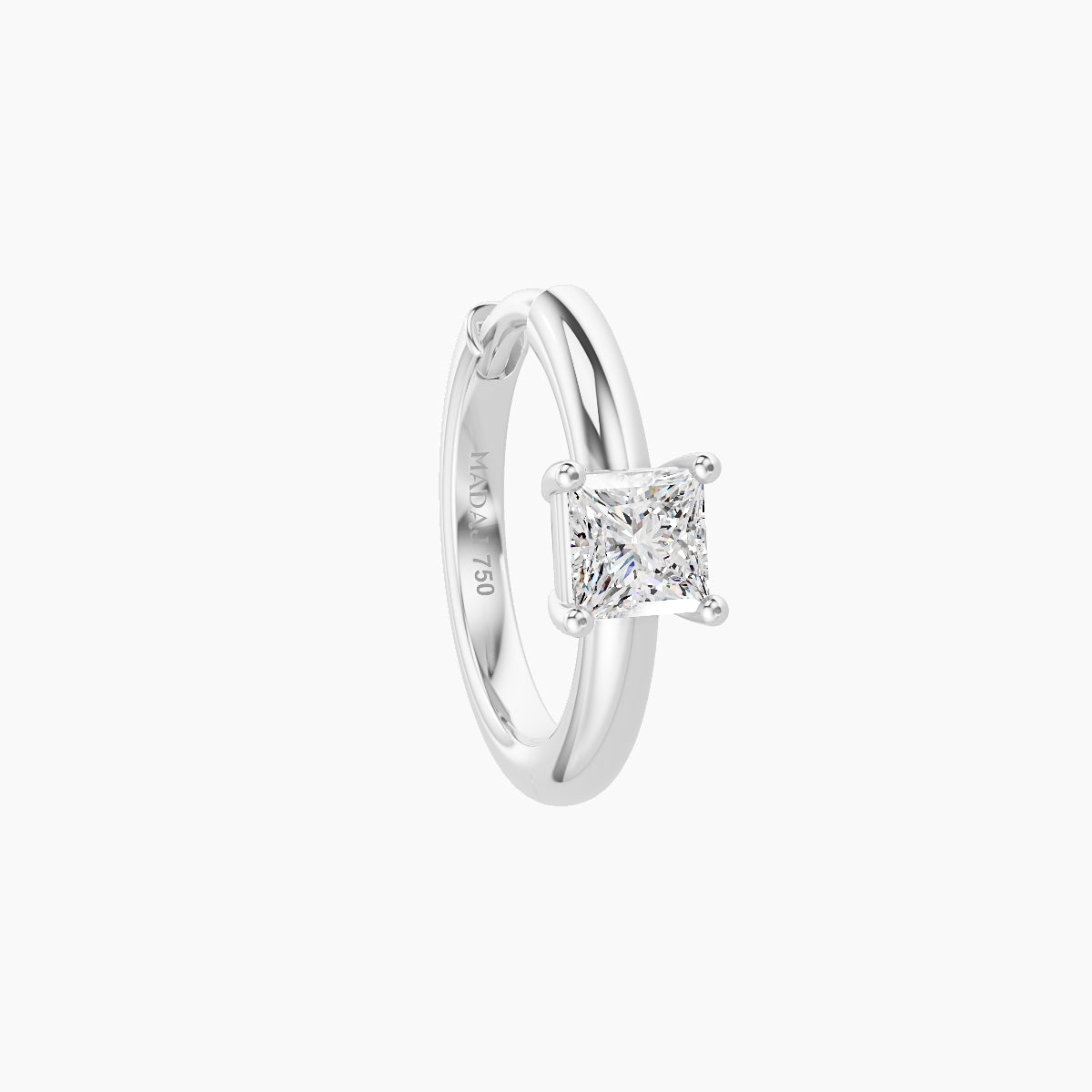 Dea | 18k White Gold 8 mm Princess Diamond Nose Ring Piercing