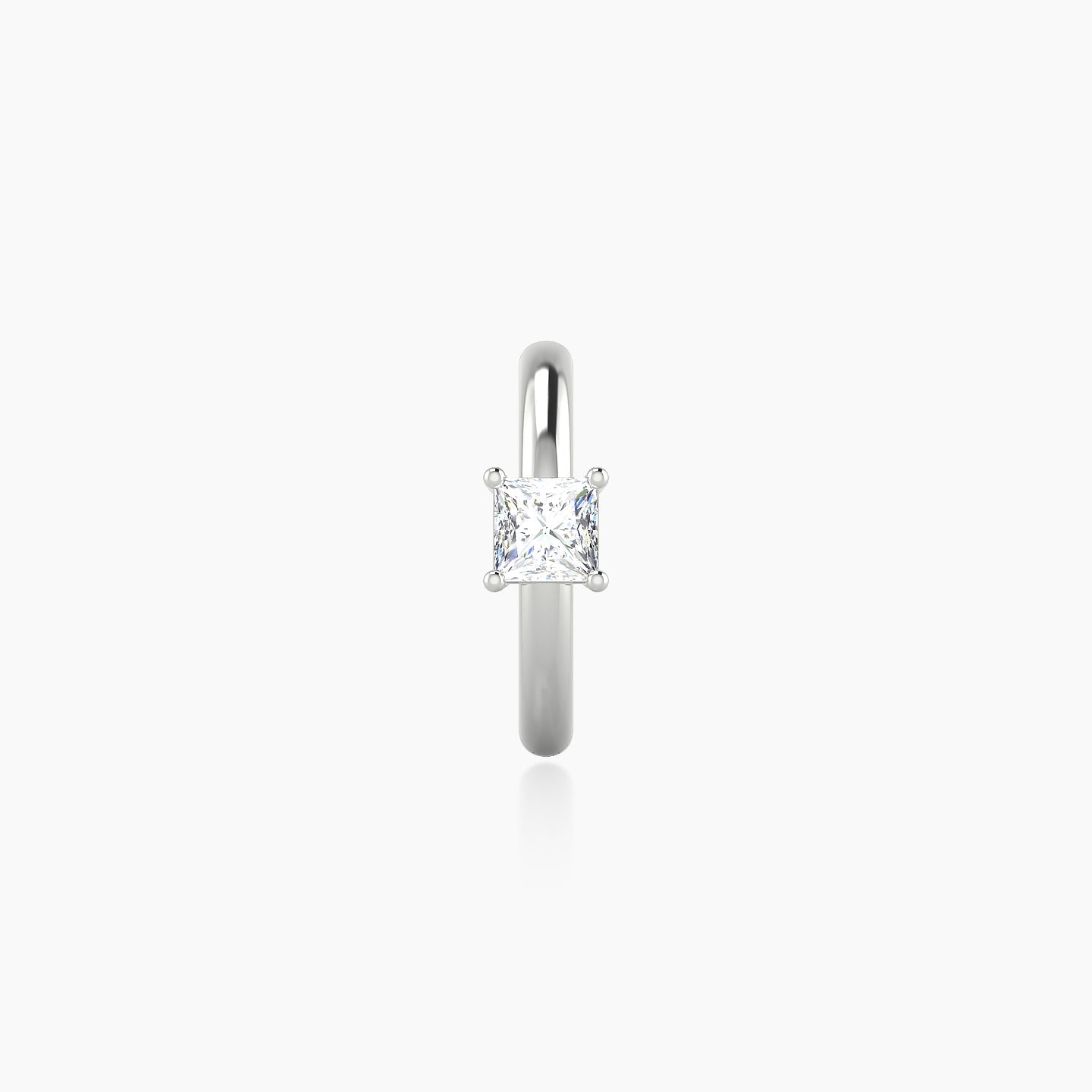 Dea | 18k White Gold 8 mm Princess Diamond Nose Ring Piercing