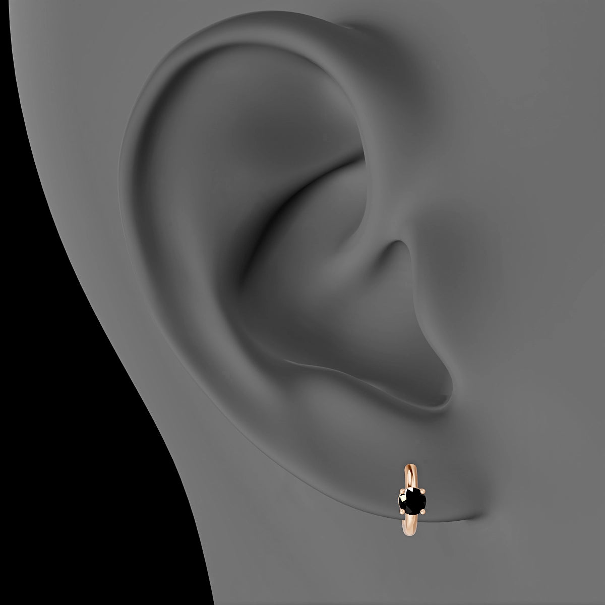 Dea | 18k Rose Gold 6.5 mm Round Black Diamond Hoop Piercing
