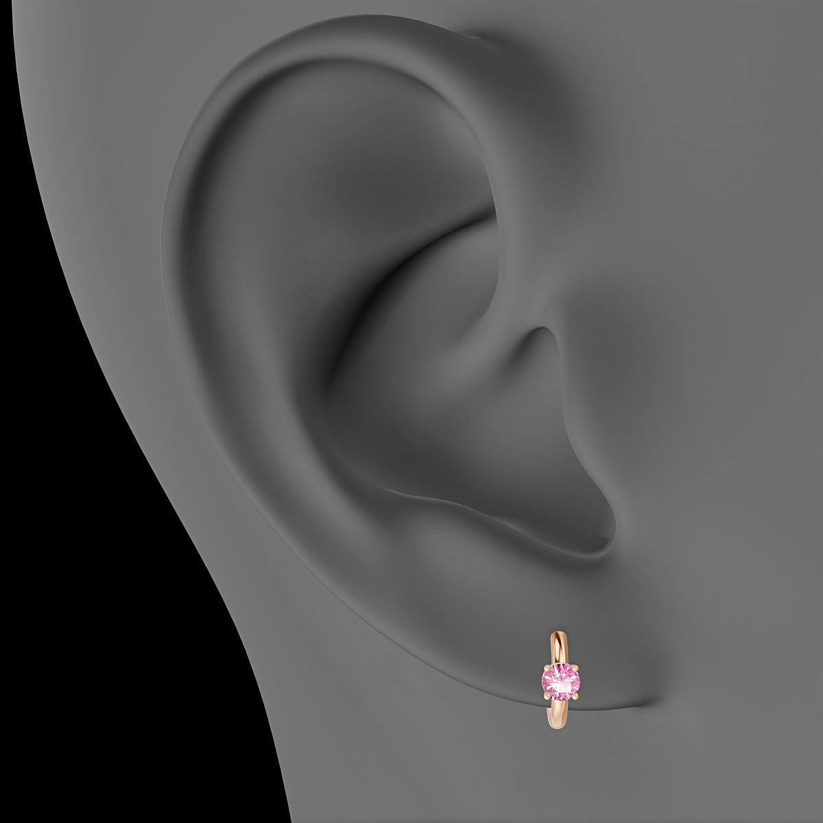Dea | 18k Rose Gold 6.5 mm Round Pink Sapphire Hoop Piercing