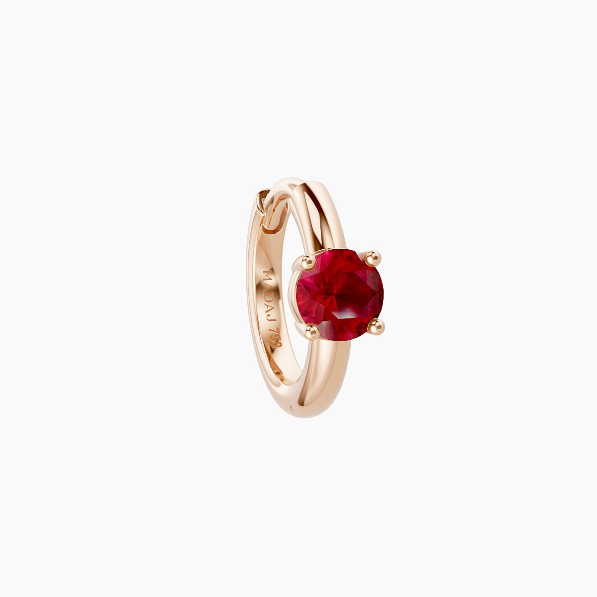 Dea | 18k Rose Gold 6.5 mm Round Ruby Hoop Piercing