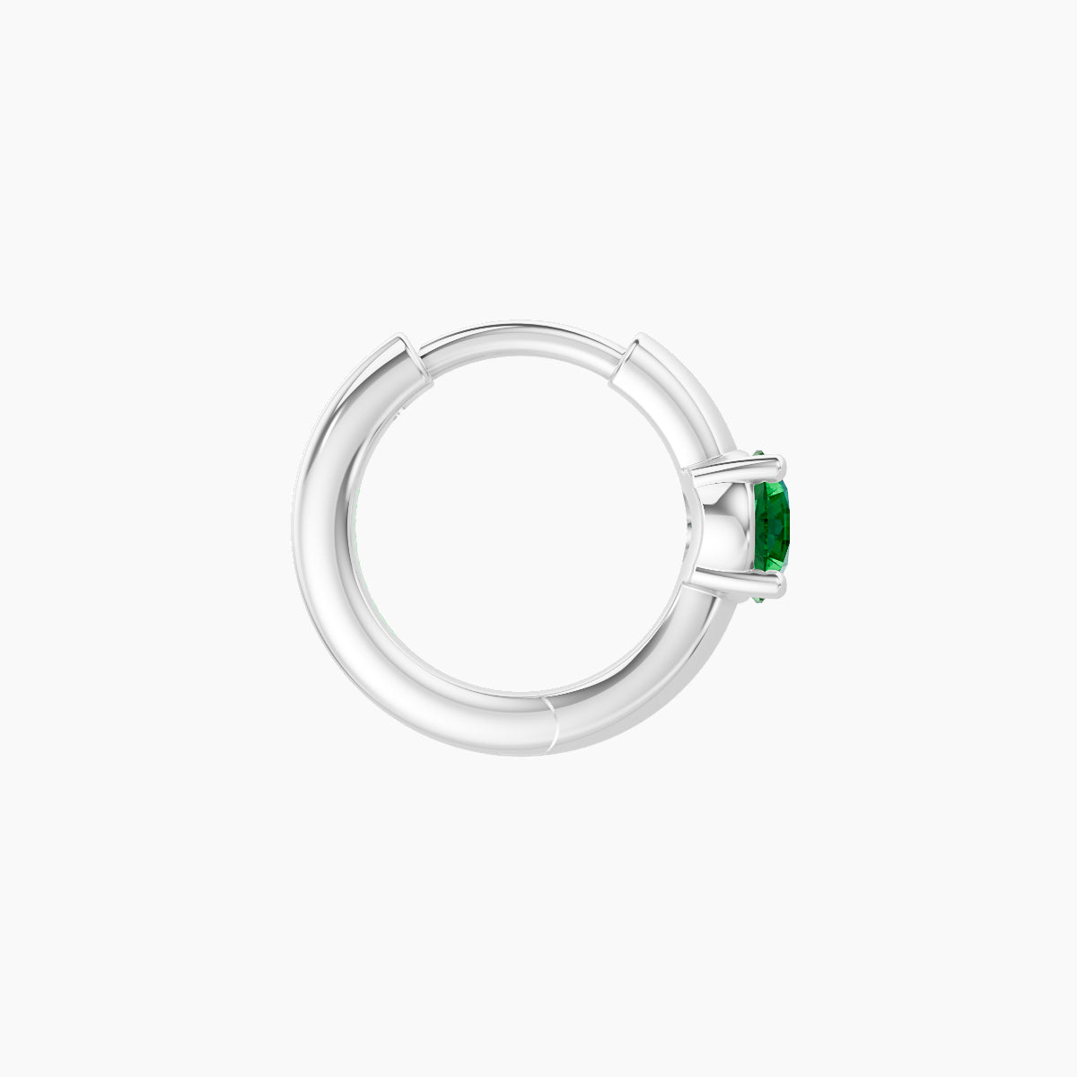 Dea | 18k White Gold 6.5 mm Round Emerald Hoop Piercing