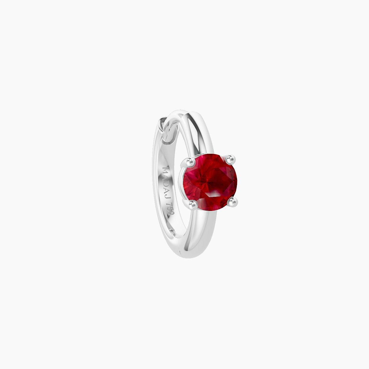 Dea | 18k White Gold 6.5 mm Round Ruby Hoop Piercing
