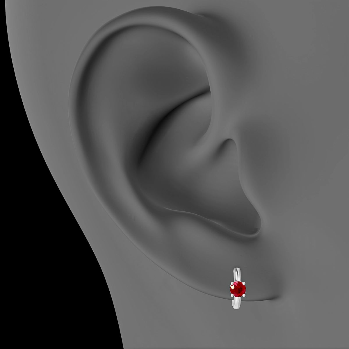 Dea | 18k White Gold 6.5 mm Round Ruby Hoop Piercing