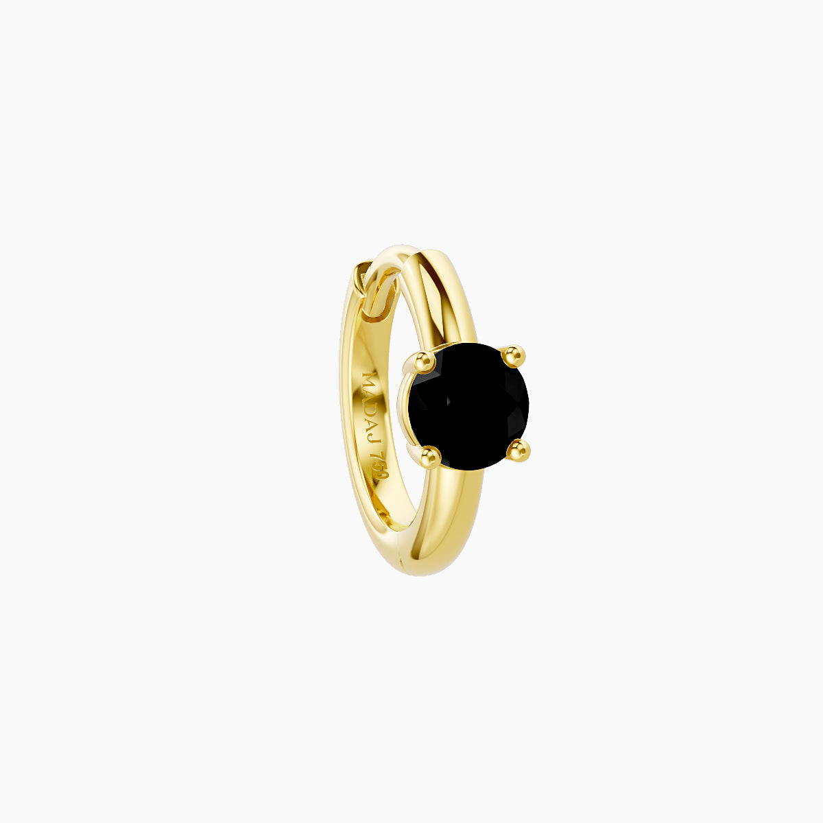 Dea | 18k Yellow Gold 6.5 mm Round Black Diamond Hoop Piercing