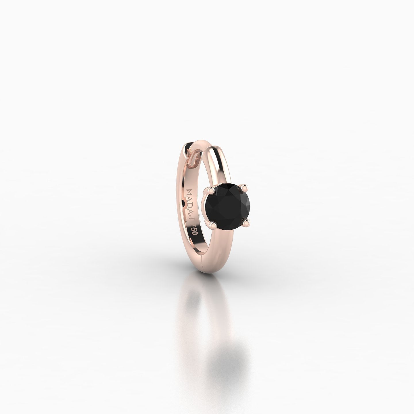 Dea | 18k Rose Gold 6.5 mm Round Black Diamond Hoop Piercing