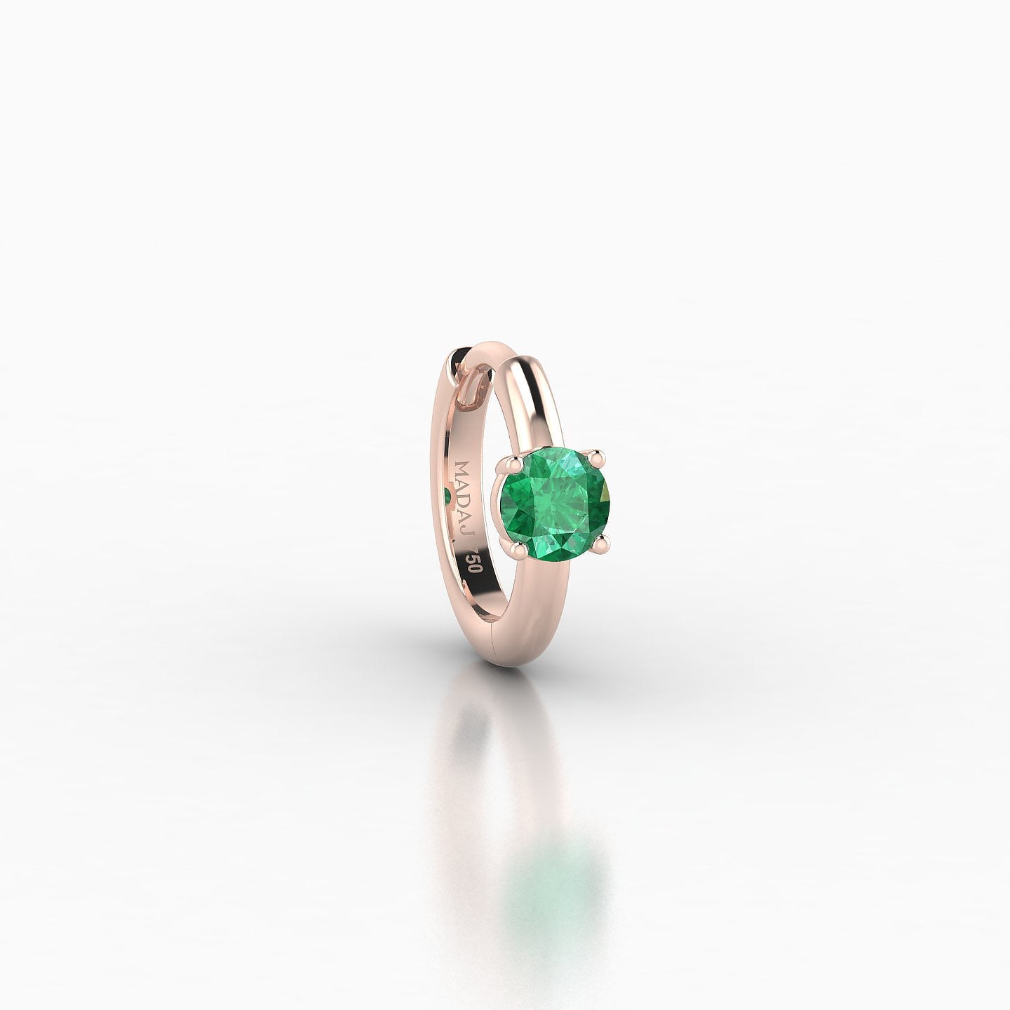 Dea | 18k Rose Gold 6.5 mm Round Emerald Hoop Piercing