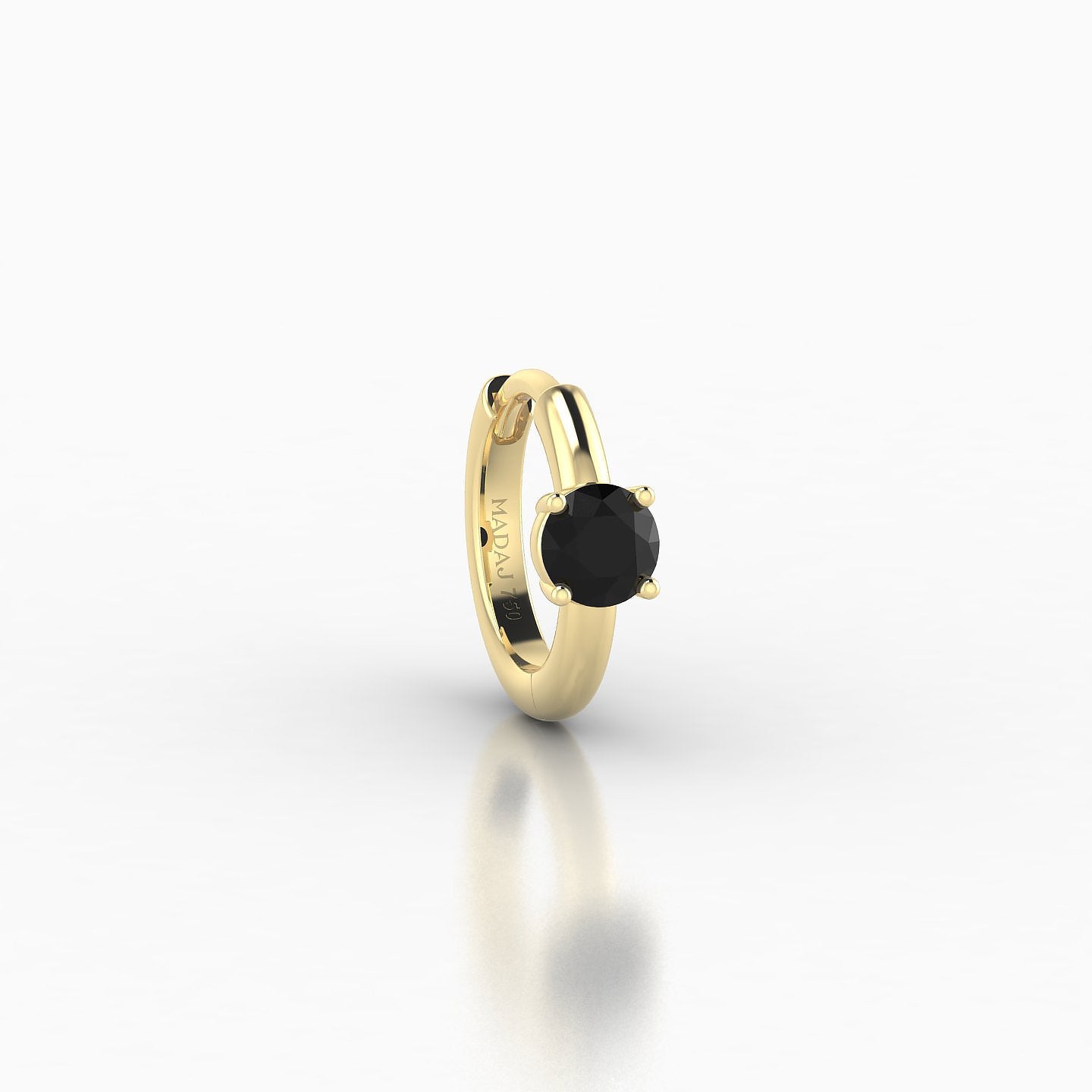 Dea | 18k Yellow Gold 6.5 mm Round Black Diamond Hoop Piercing