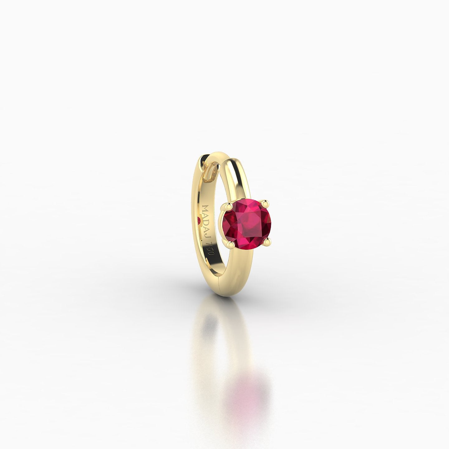 Dea | 18k Yellow Gold 6.5 mm Round Ruby Hoop Piercing