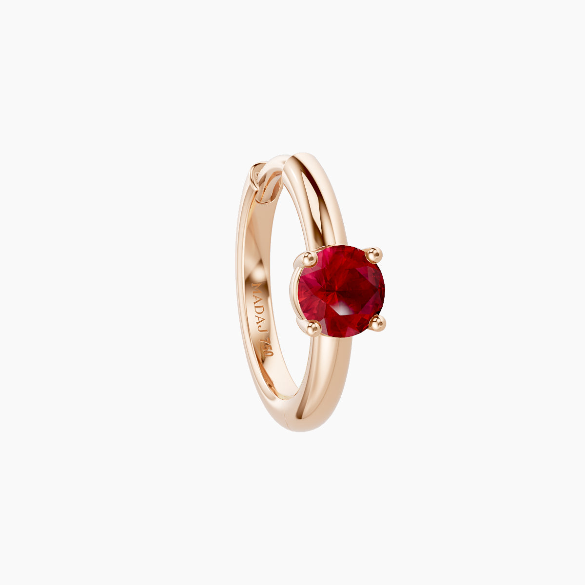 Dea | 18k Rose Gold 8 mm Round Ruby Hoop Piercing