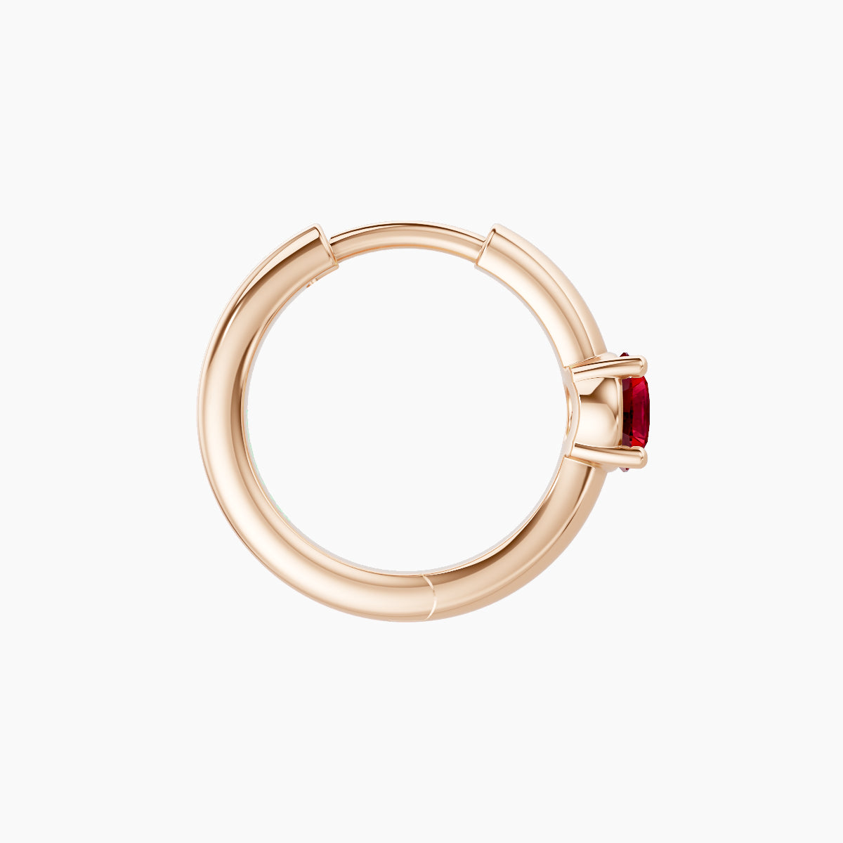 Dea | 18k Rose Gold 8 mm Round Ruby Hoop Piercing