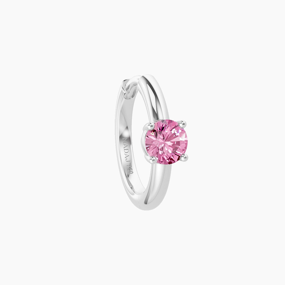 Dea | 18k White Gold 8 mm Round Pink Sapphire Hoop Piercing