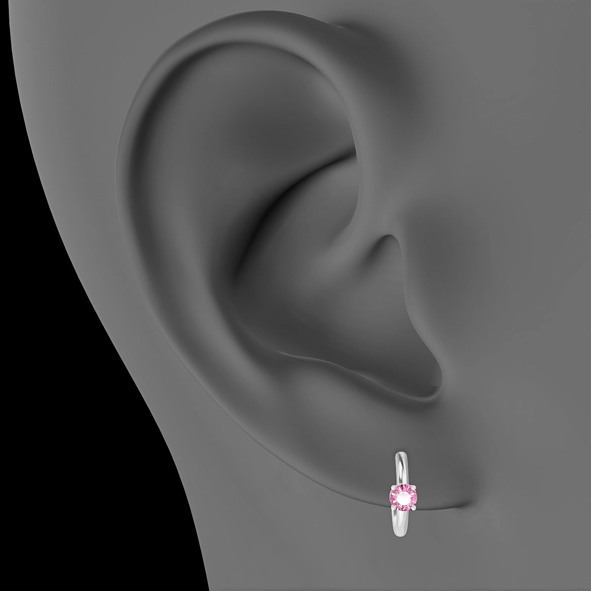 Dea | 18k White Gold 8 mm Round Pink Sapphire Hoop Piercing
