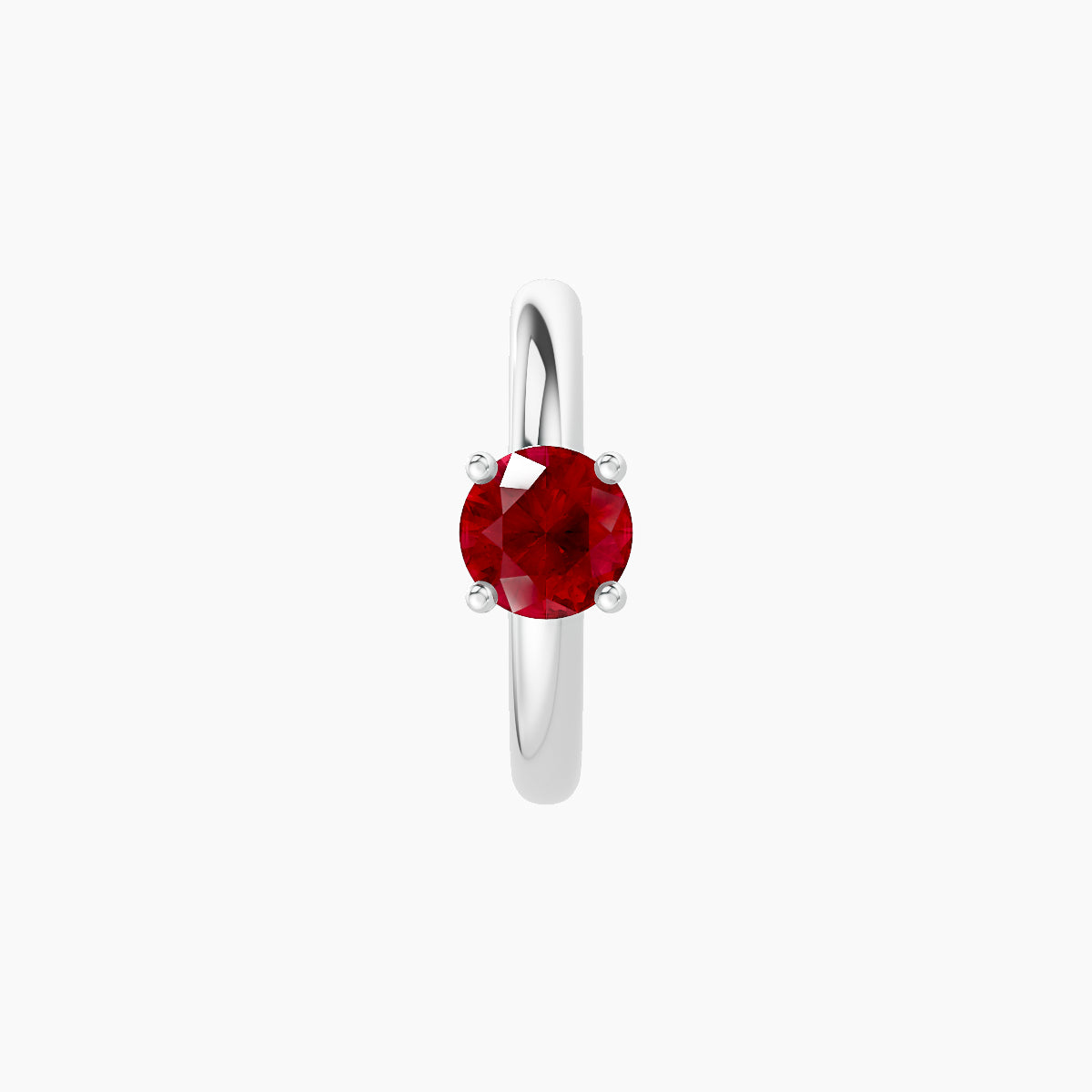 Dea | 18k White Gold 8 mm Round Ruby Hoop Piercing