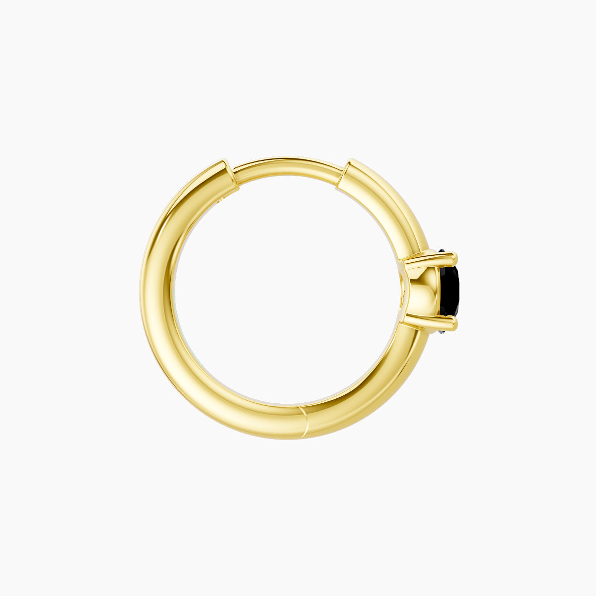 Dea | 18k Yellow Gold 8 mm Round Black Diamond Hoop Piercing