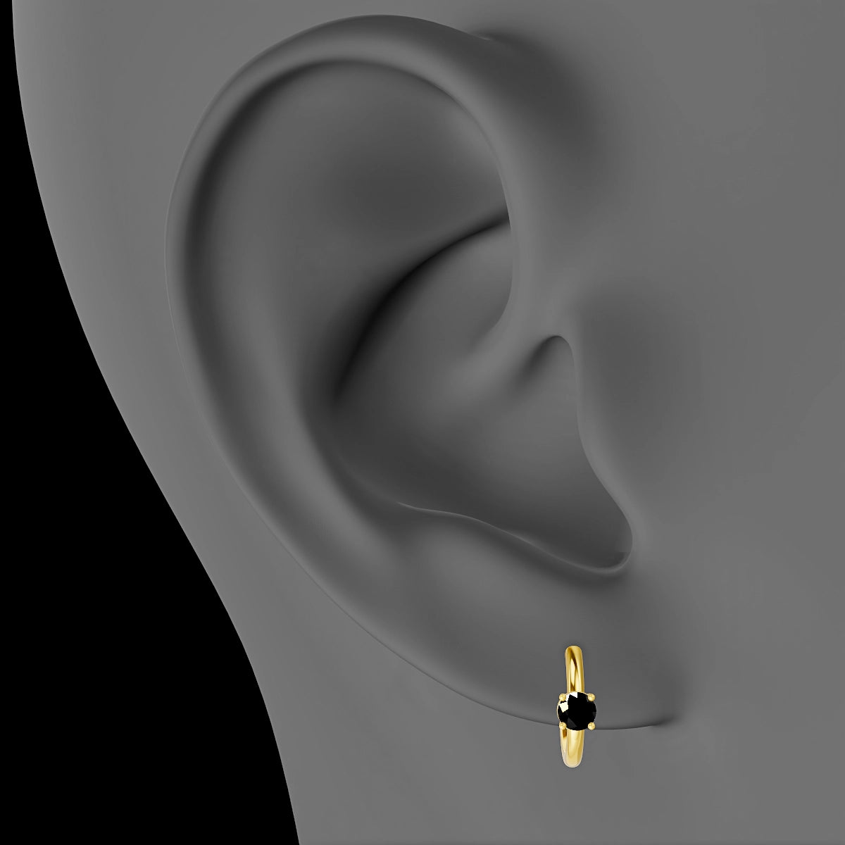 Dea | 18k Yellow Gold 8 mm Round Black Diamond Hoop Piercing