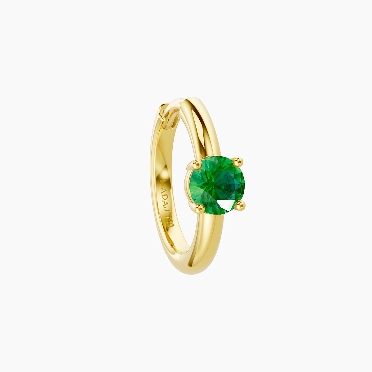 Dea | 18k Yellow Gold 8 mm Round Emerald Hoop Piercing