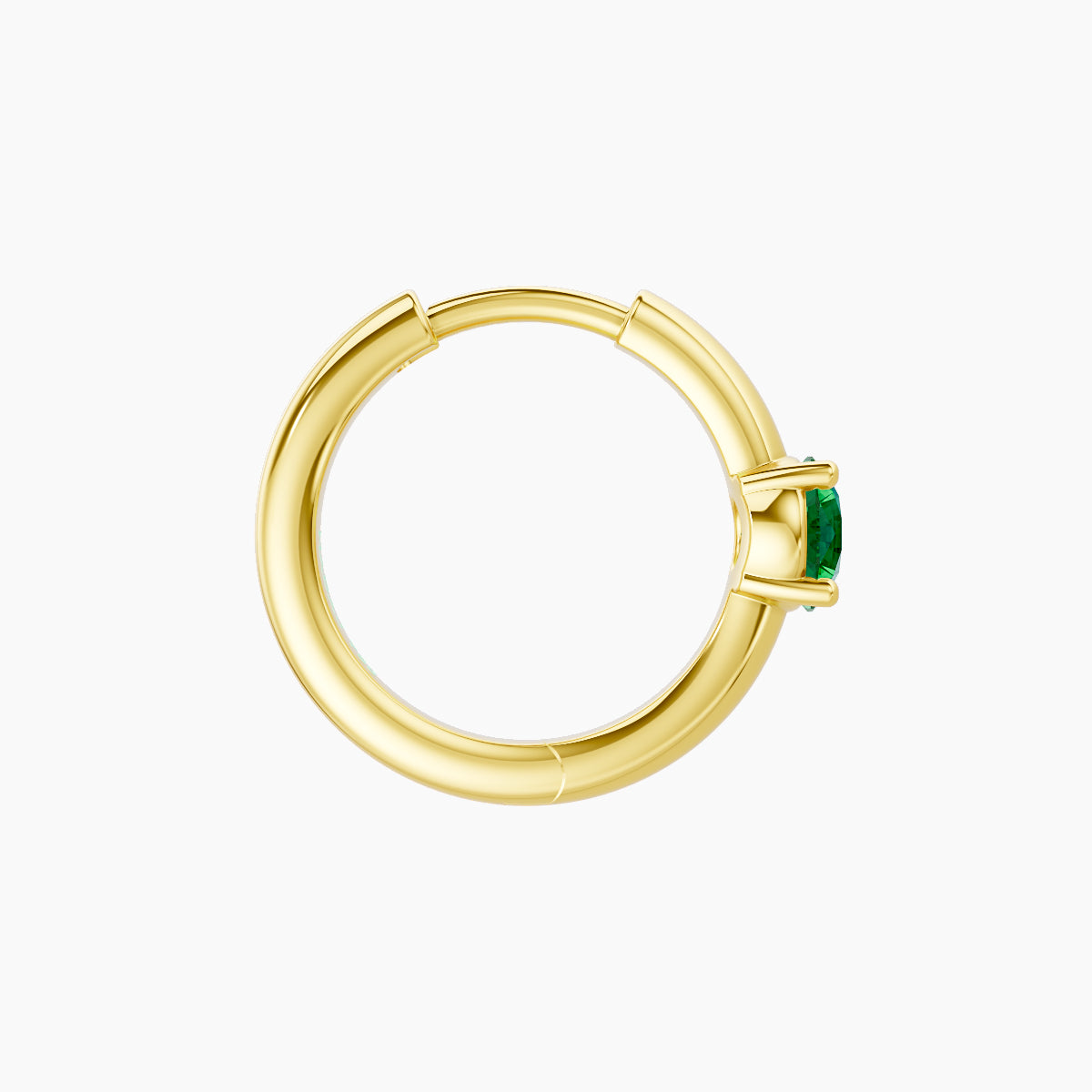 Dea | 18k Yellow Gold 8 mm Round Emerald Hoop Piercing