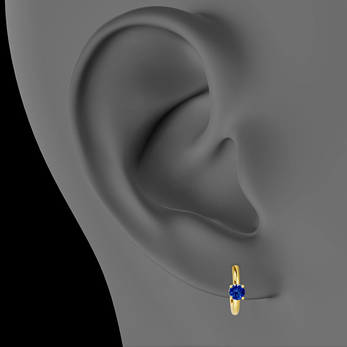 Dea | 18k Yellow Gold 8 mm Round Sapphire Hoop Piercing