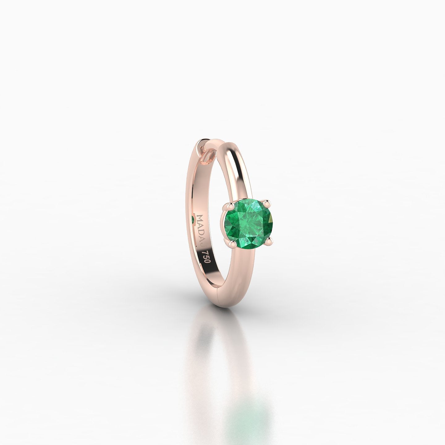 Dea | 18k Rose Gold 8 mm Round Emerald Hoop Piercing