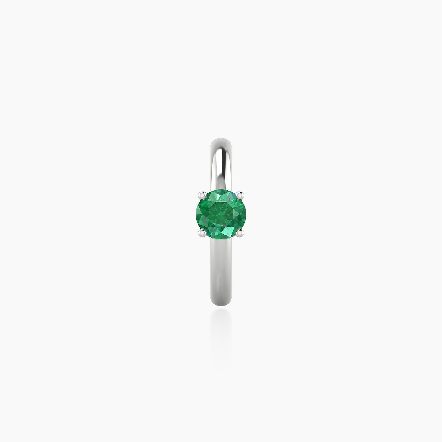 Dea | 18k White Gold 8 mm Round Emerald Hoop Piercing