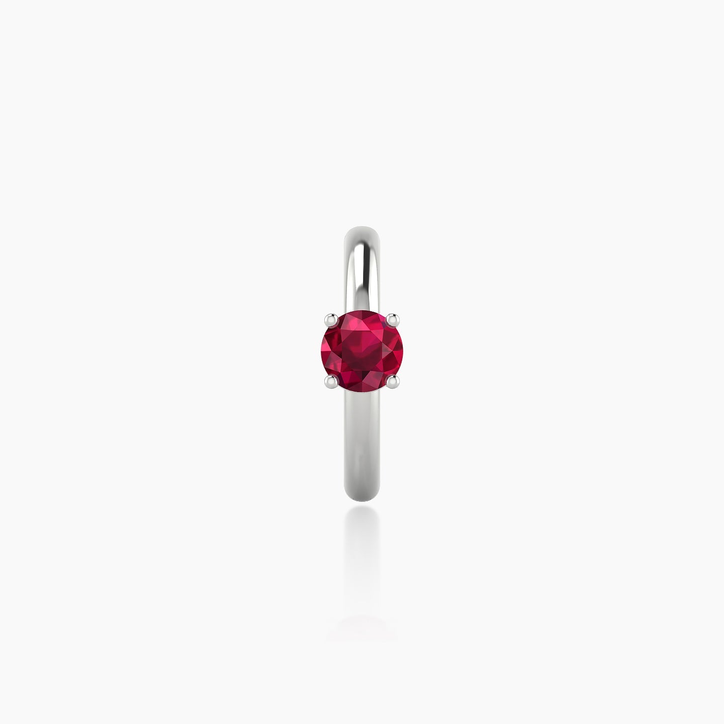 Dea | 18k White Gold 8 mm Round Ruby Hoop Piercing