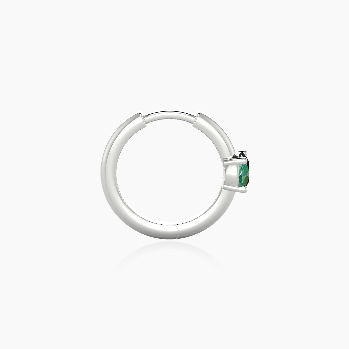 Dea | 18k White Gold 8 mm Round Emerald Hoop Piercing