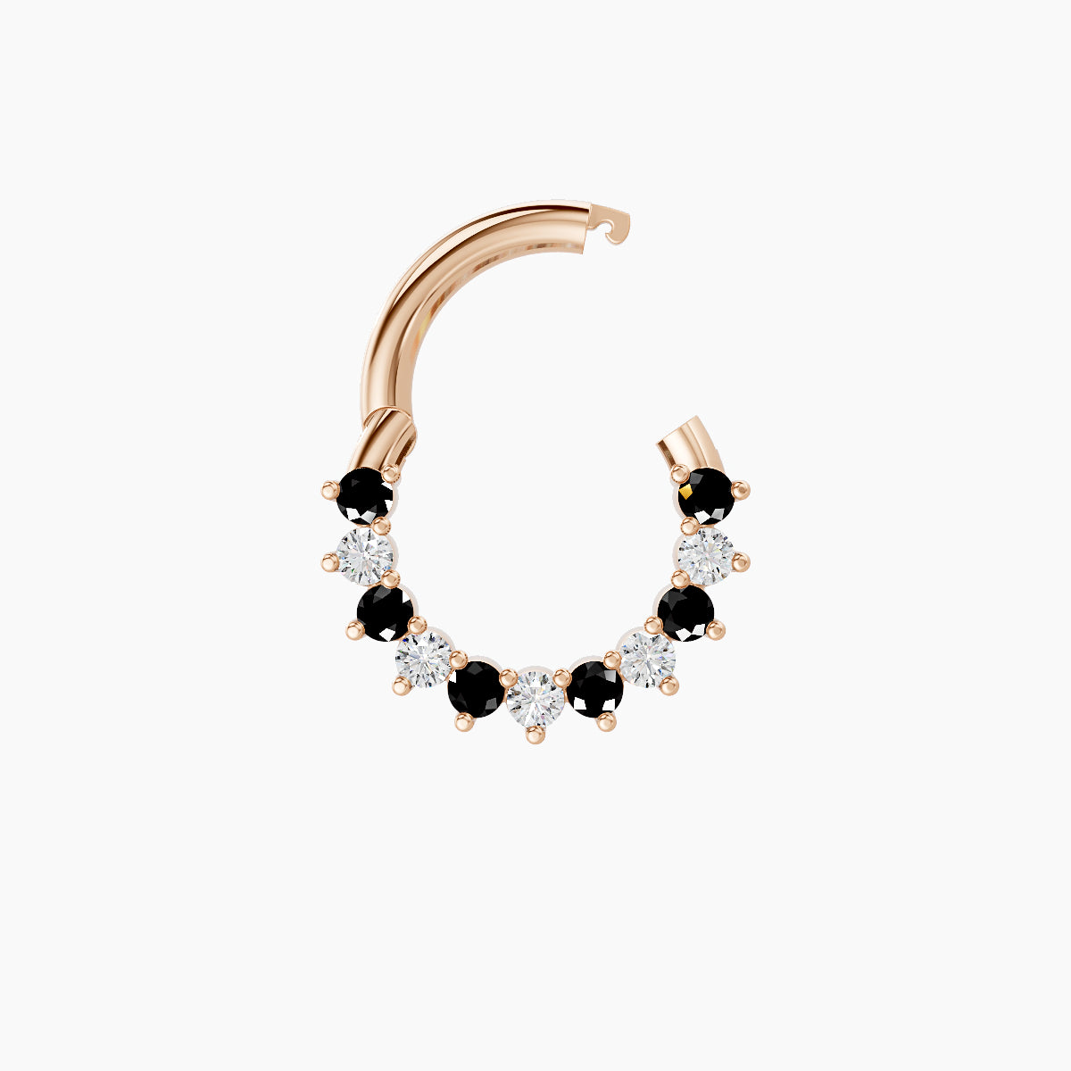 Delia | 18k Rose Gold 6.5 mm Black Diamond & Diamond Daith Piercing