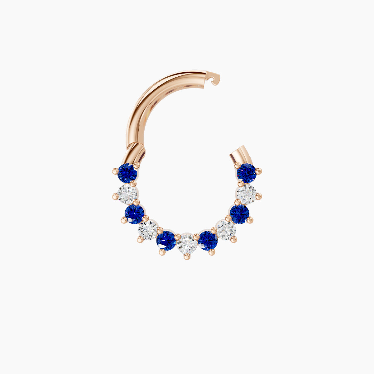 Delia | 18k Rose Gold 6.5 mm Sapphire & Diamond Daith Piercing