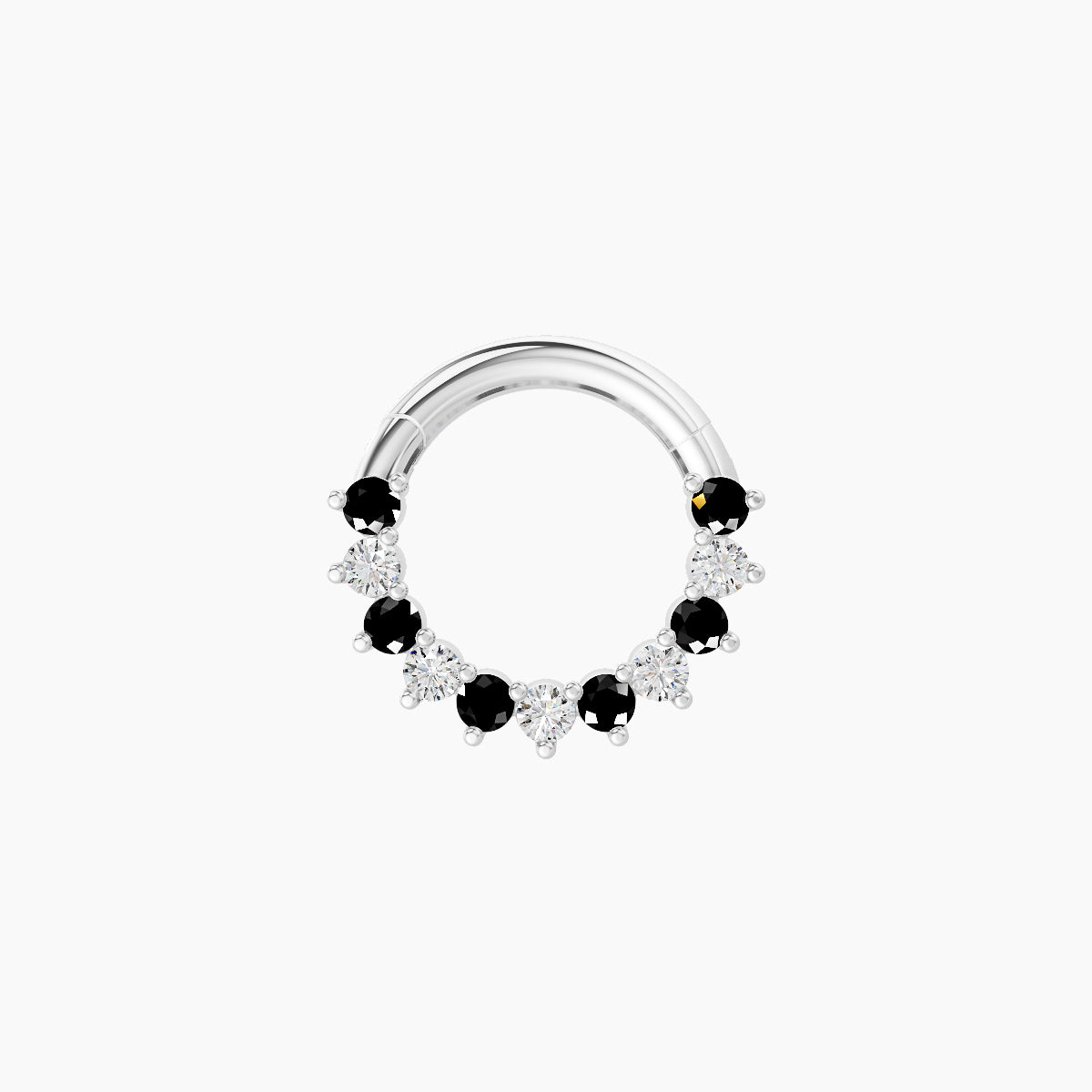 Delia | 18k White Gold 6.5 mm Black Diamond & Diamond Daith Piercing