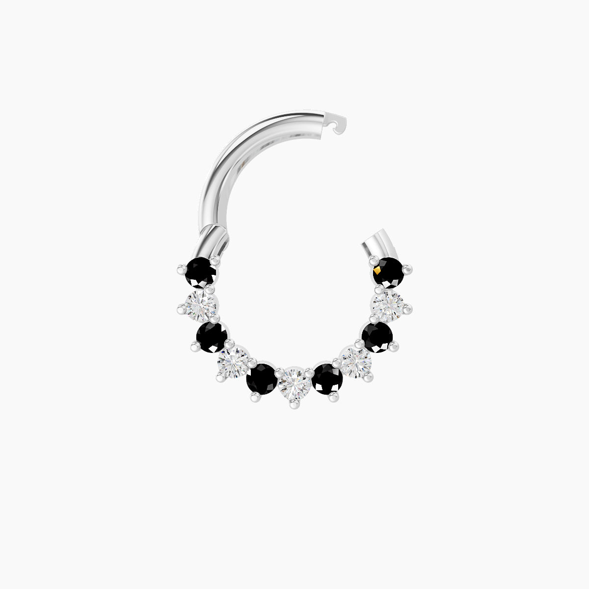 Delia | 18k White Gold 6.5 mm Black Diamond & Diamond Daith Piercing