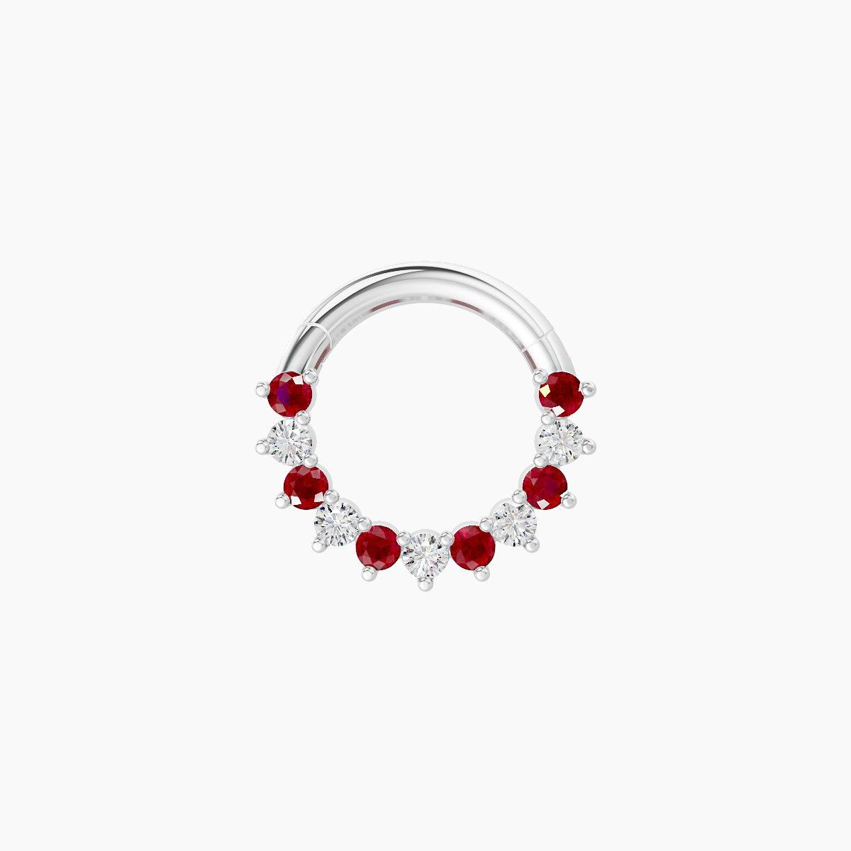 Delia | 18k White Gold 6.5 mm Ruby & Diamond Daith Piercing