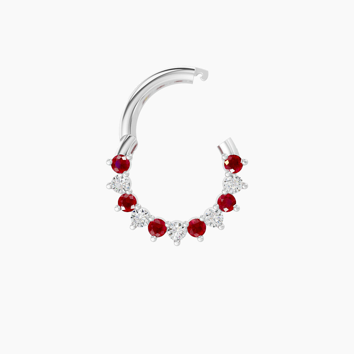 Delia | 18k White Gold 6.5 mm Ruby & Diamond Daith Piercing