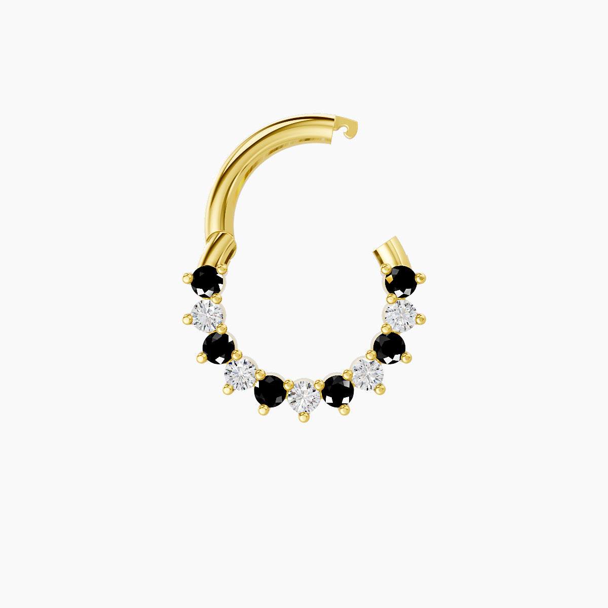 Delia | 18k Yellow Gold 6.5 mm Black Diamond & Diamond Daith Piercing