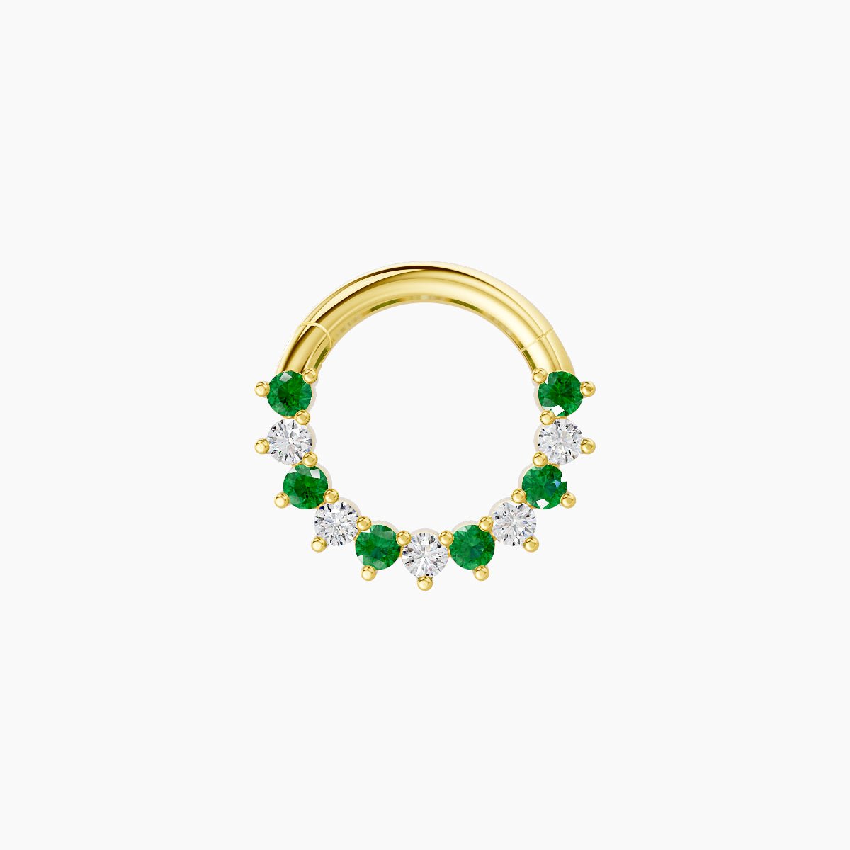 Delia | 18k Yellow Gold 6.5 mm Emerald & Diamond Daith Piercing