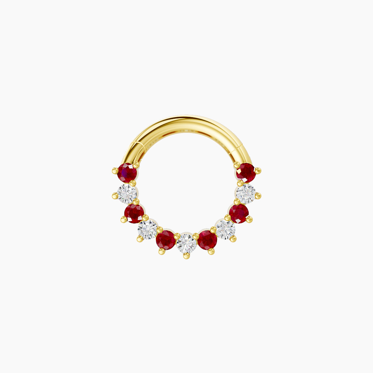 Delia | 18k Yellow Gold 6.5 mm Ruby & Diamond Daith Piercing