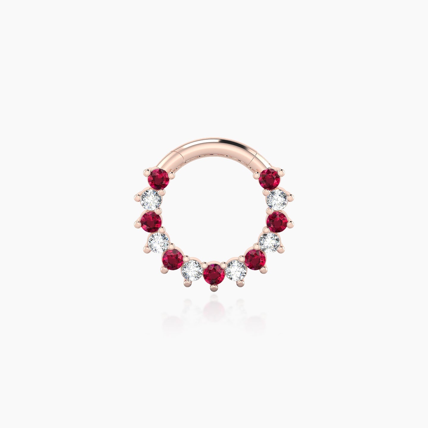 Delia | 18k Rose Gold 6.5 mm Ruby & Diamond Daith Piercing