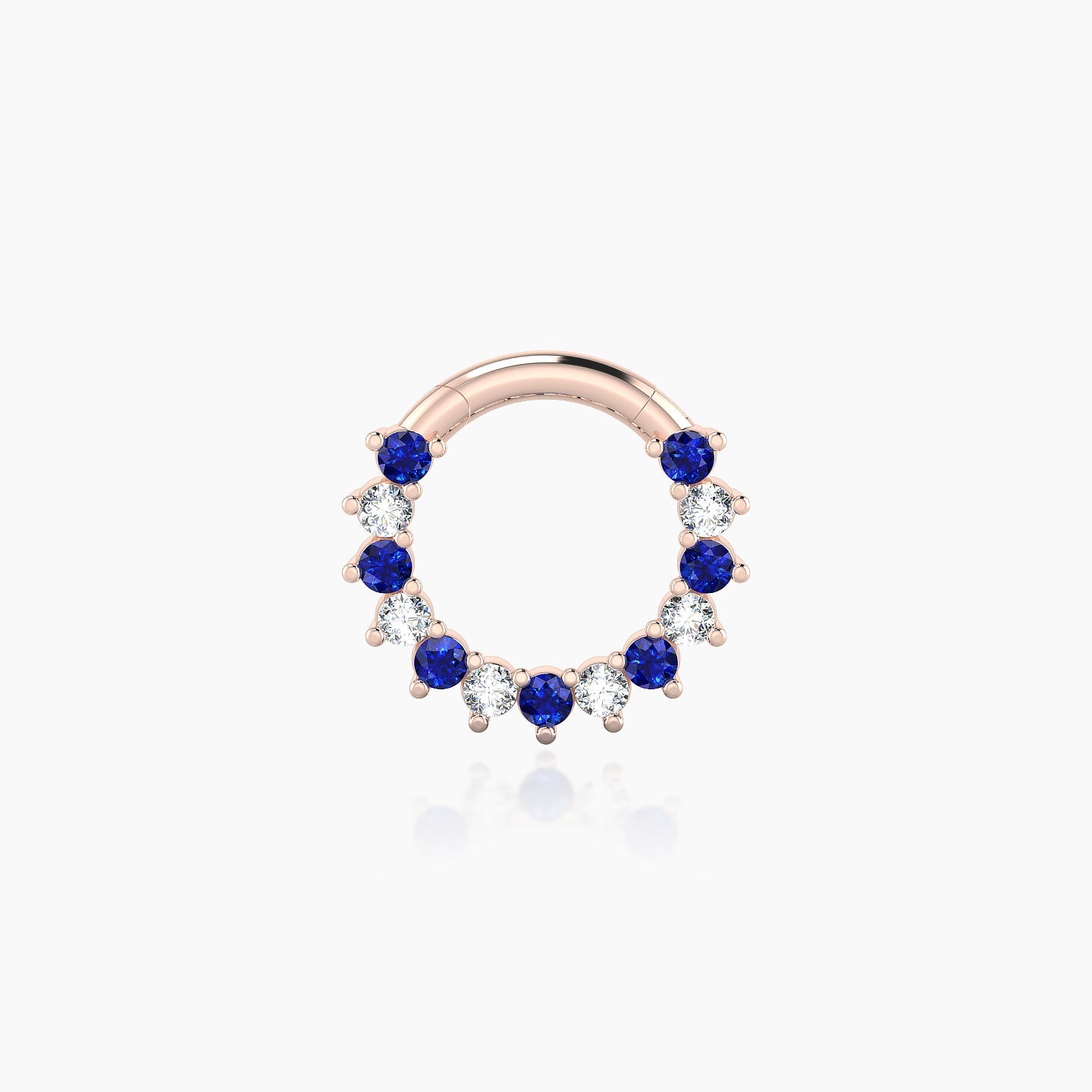 Delia | 18k Rose Gold 6.5 mm Sapphire & Diamond Daith Piercing