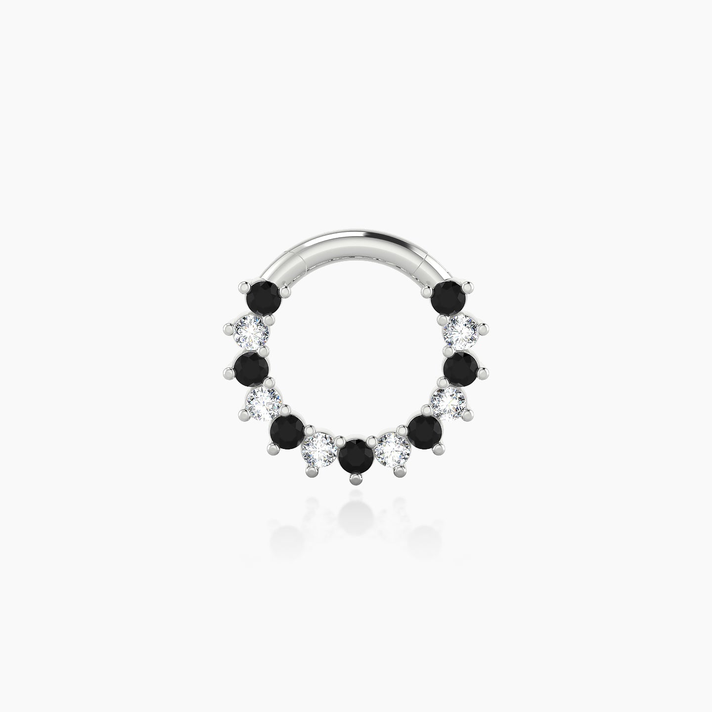 Delia | 18k White Gold 6.5 mm Black Diamond & Diamond Daith Piercing