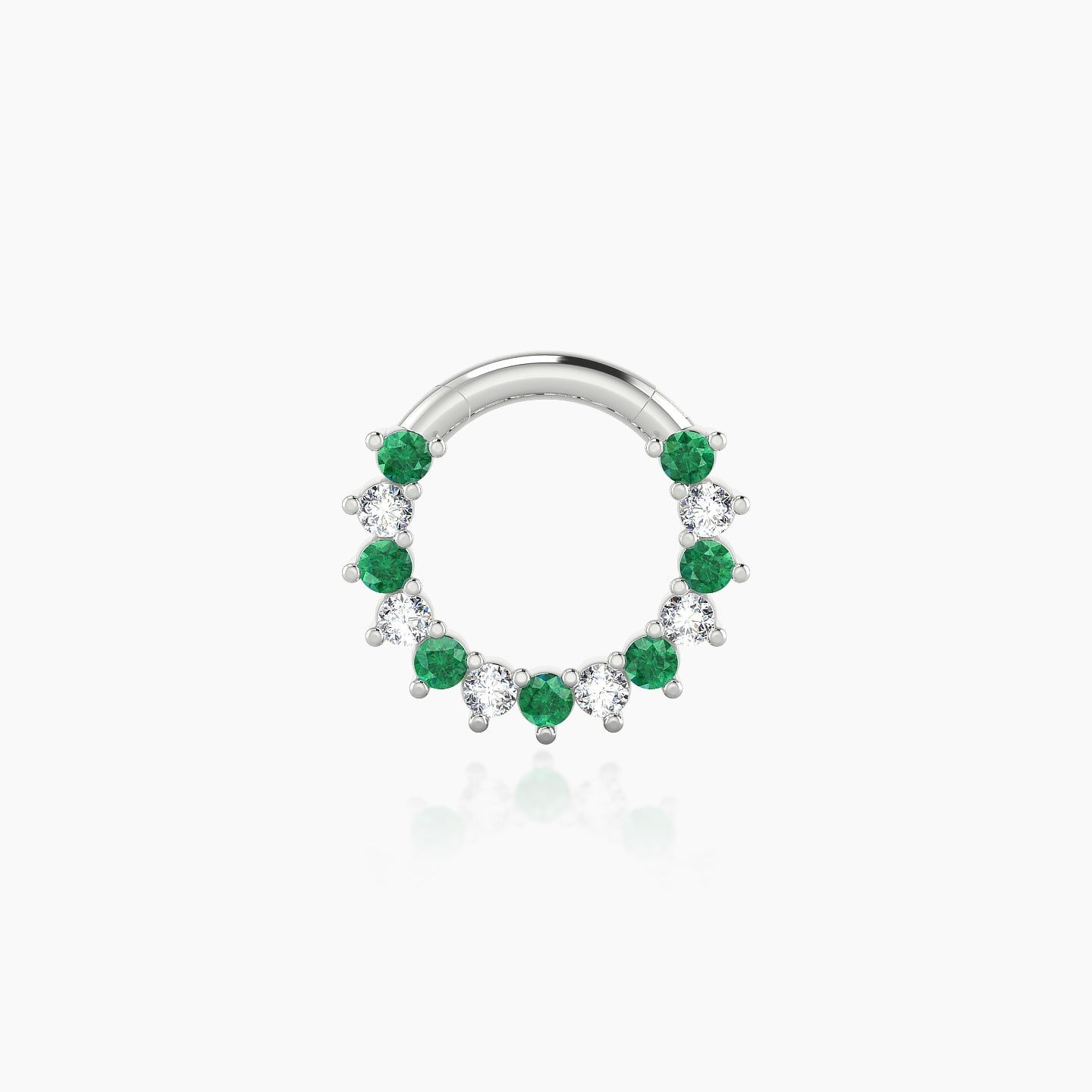 Delia | 18k White Gold 6.5 mm Emerald & Diamond Daith Piercing