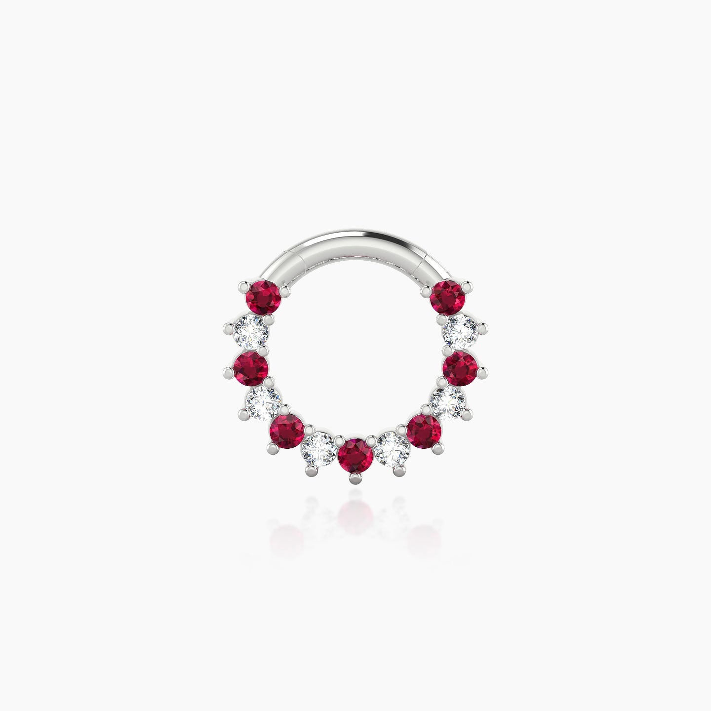 Delia | 18k White Gold 6.5 mm Ruby & Diamond Daith Piercing