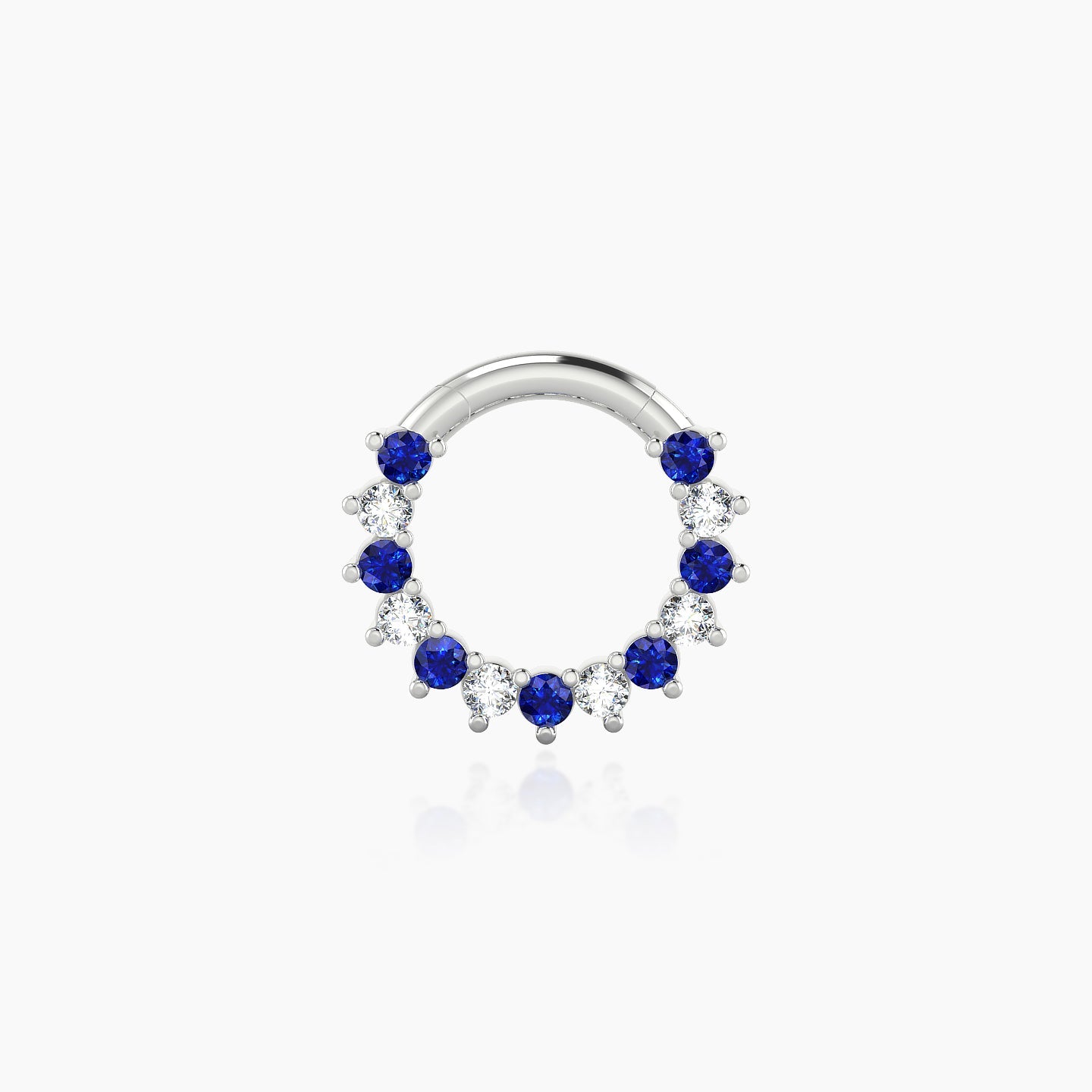 Delia | 18k White Gold 6.5 mm Sapphire & Diamond Daith Piercing