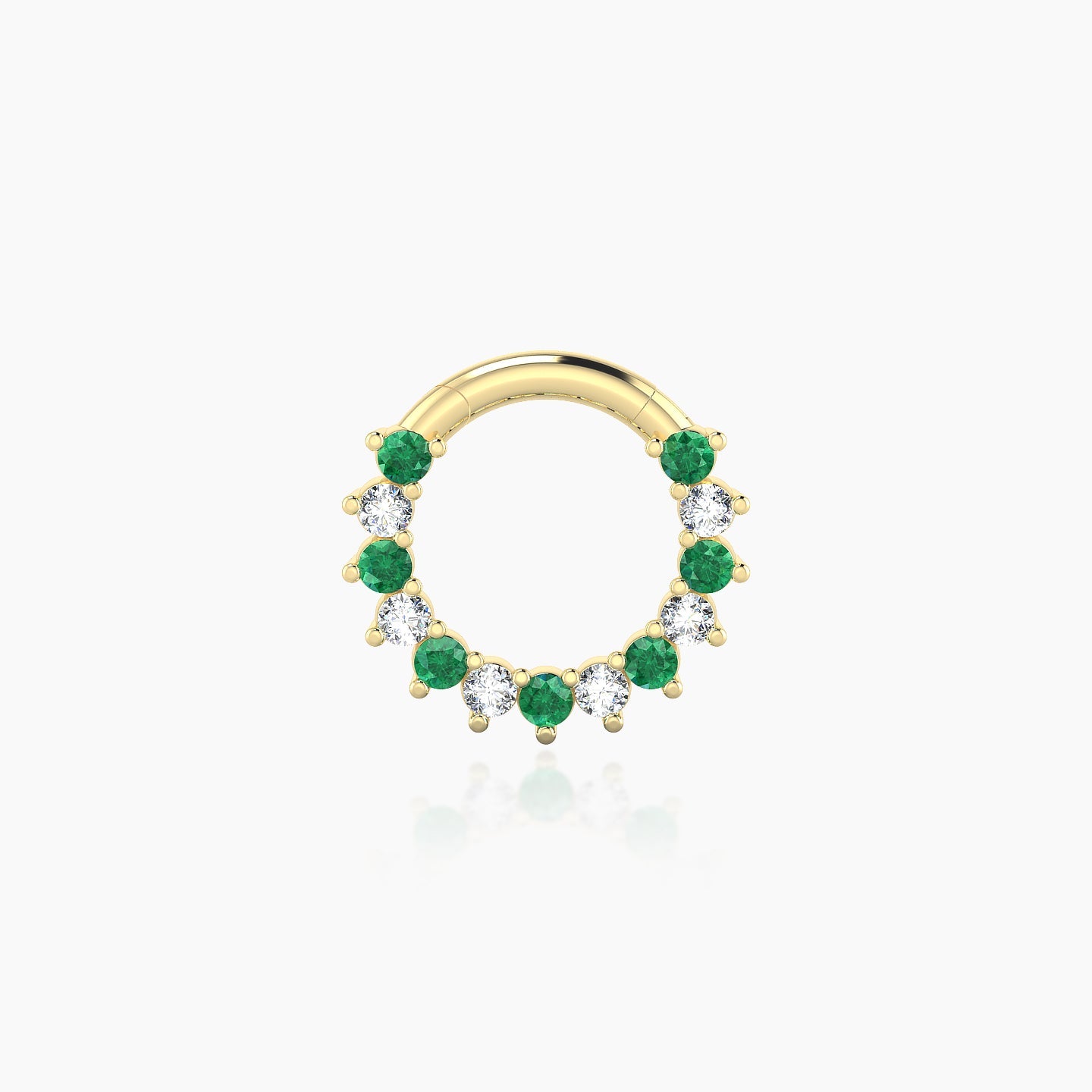 Delia | 18k Yellow Gold 6.5 mm Emerald & Diamond Daith Piercing