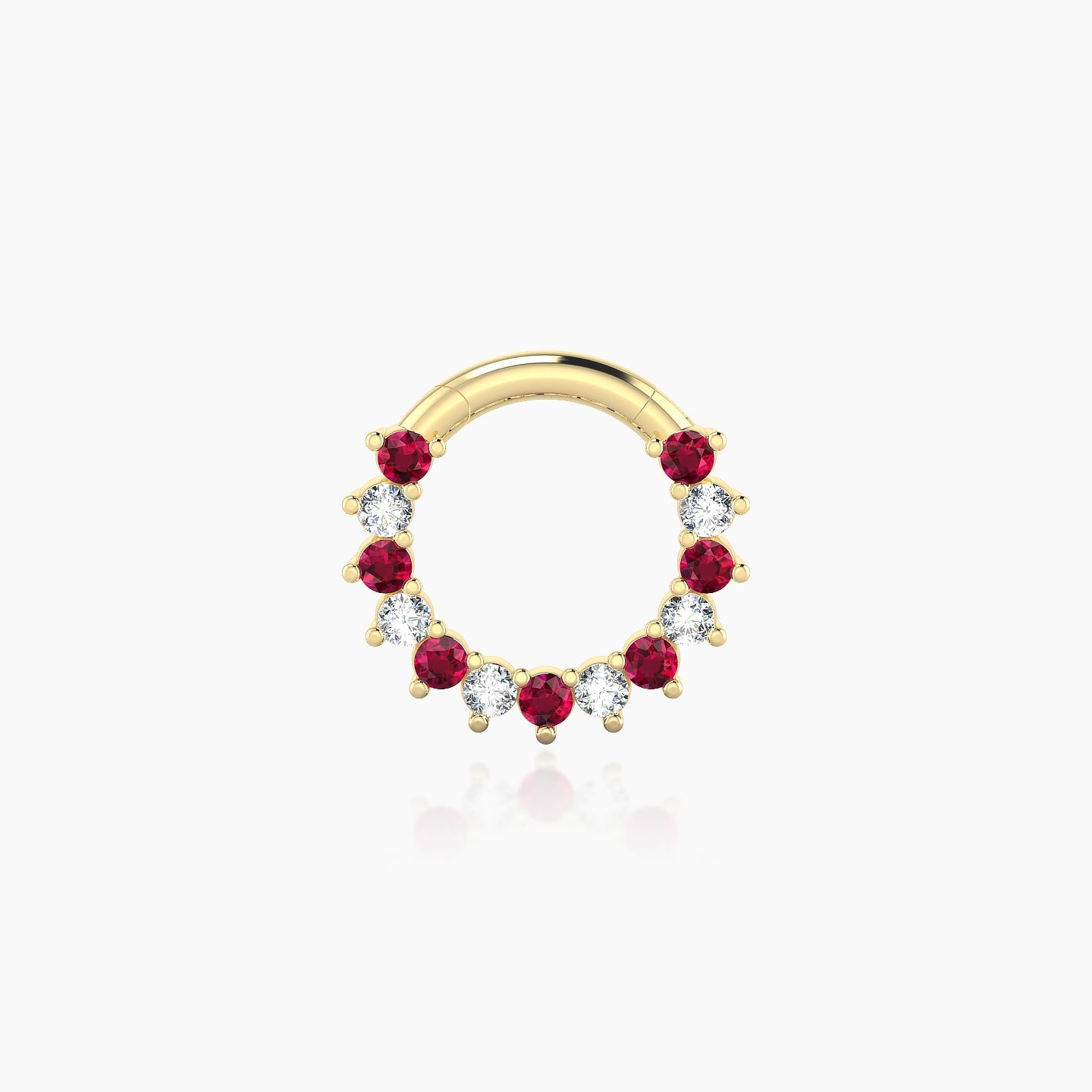 Delia | 18k Yellow Gold 6.5 mm Ruby & Diamond Daith Piercing