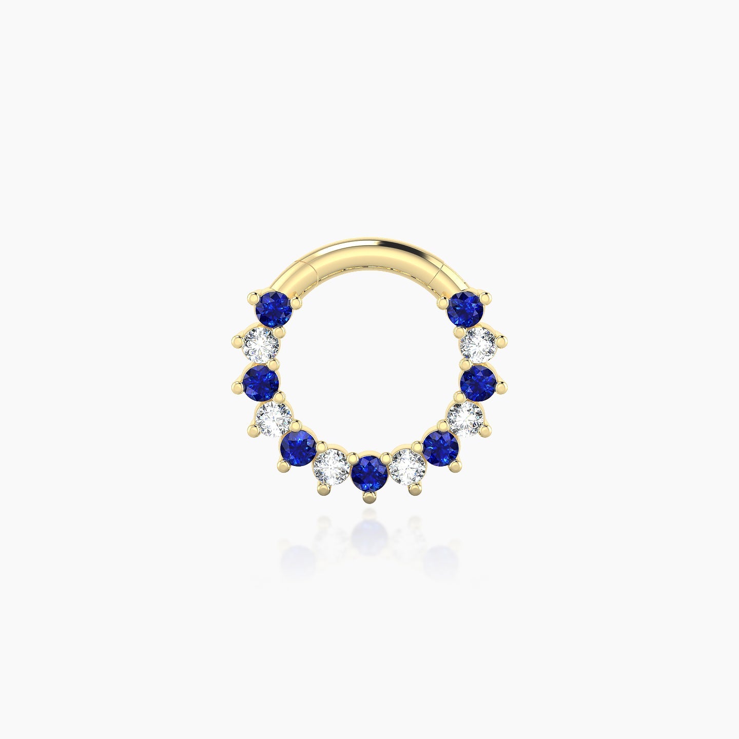 Delia | 18k Yellow Gold 6.5 mm Sapphire & Diamond Daith Piercing