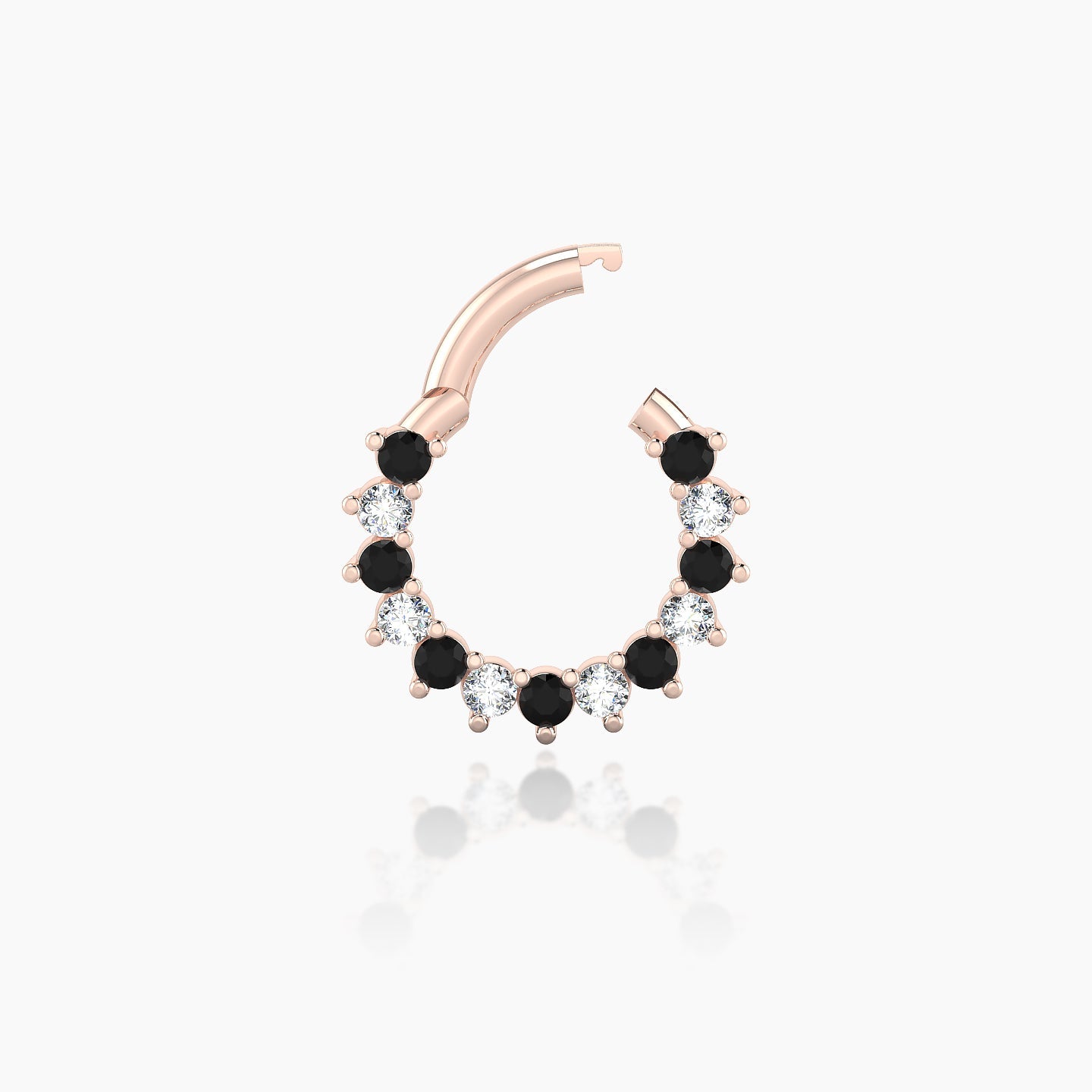 Delia | 18k Rose Gold 6.5 mm Black Diamond & Diamond Daith Piercing